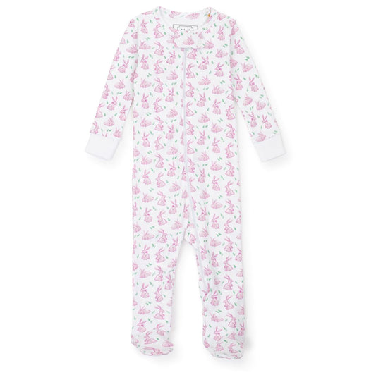 Parker Zipper Pajama - Bunny Hop Pink