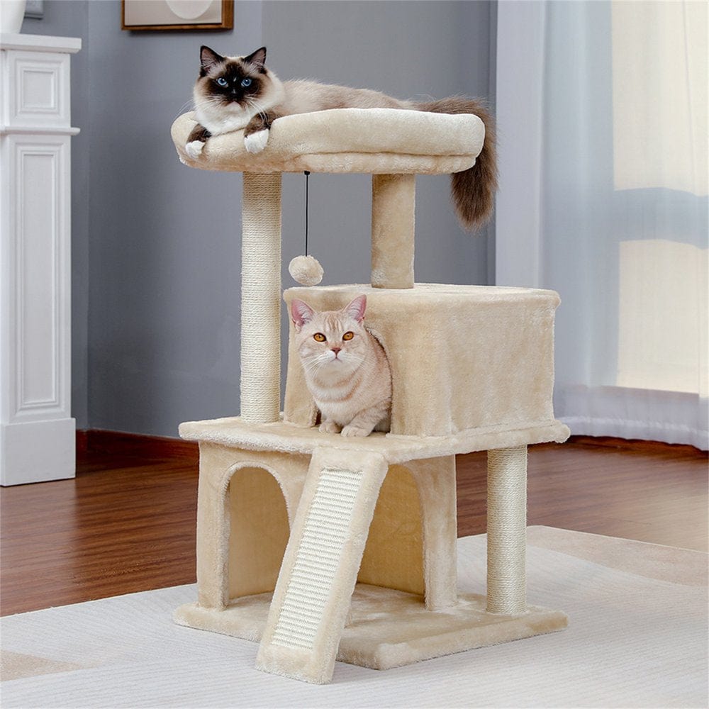 Pefilos 18" Cat Tree Tower for Indoor Cats Cat Condo for outside with Sisal Scratching Posts, Scratching Board, Plush Perch, Cat Tree for Adult Cats Kitty Kitten Play House, Gray