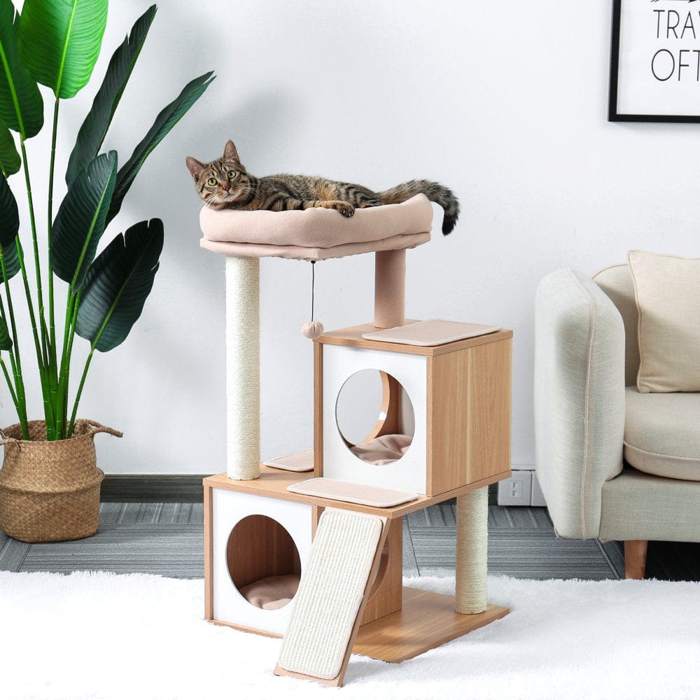 Pefilos 18" Cat Tree Tower for Indoor Cats Cat Condo for outside with Sisal Scratching Posts, Scratching Board, Plush Perch, Cat Tree for Adult Cats Kitty Kitten Play House, Gray