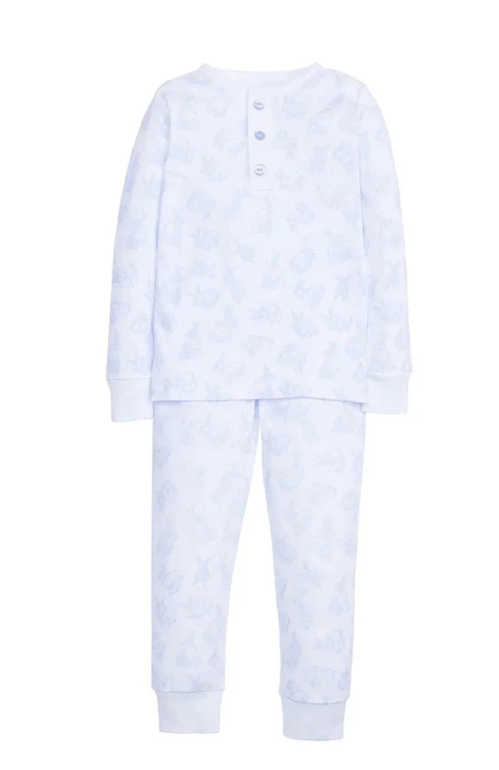 Printed Bunny Pajamas Pant Set - Blue