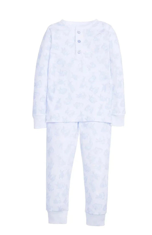 Printed Bunny Pajamas Pant Set - Blue