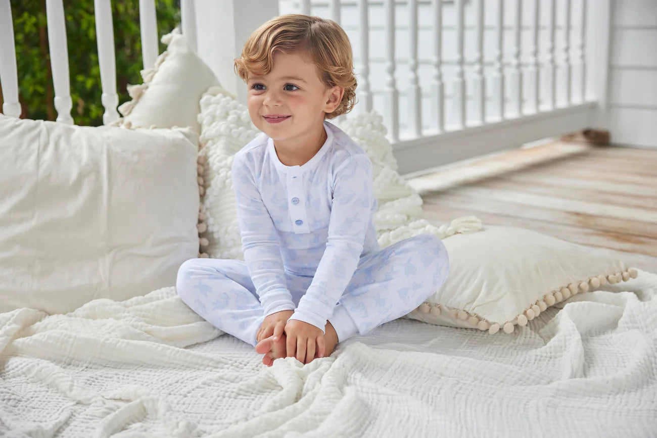 Printed Bunny Pajamas Pant Set - Blue