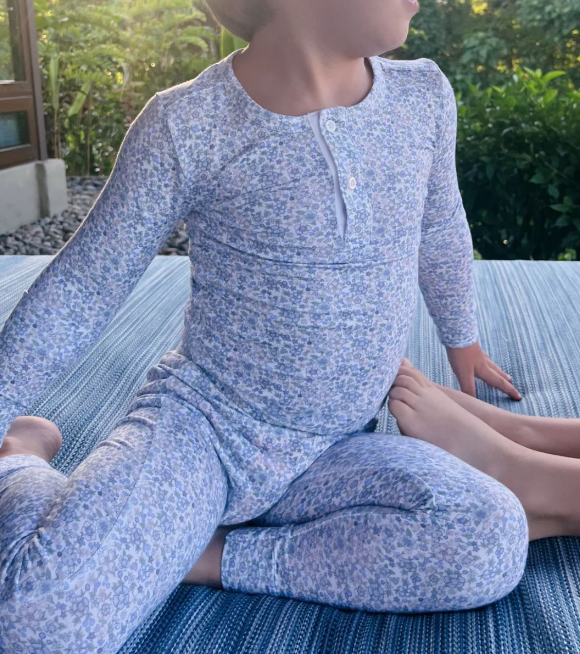 Slate Floral Pima Pajama Set - Girl's