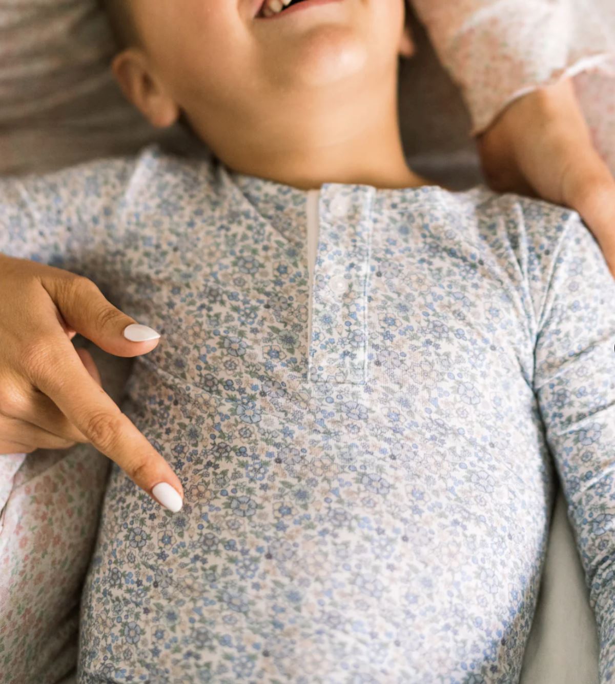 Slate Floral Pima Pajama Set - Girl's