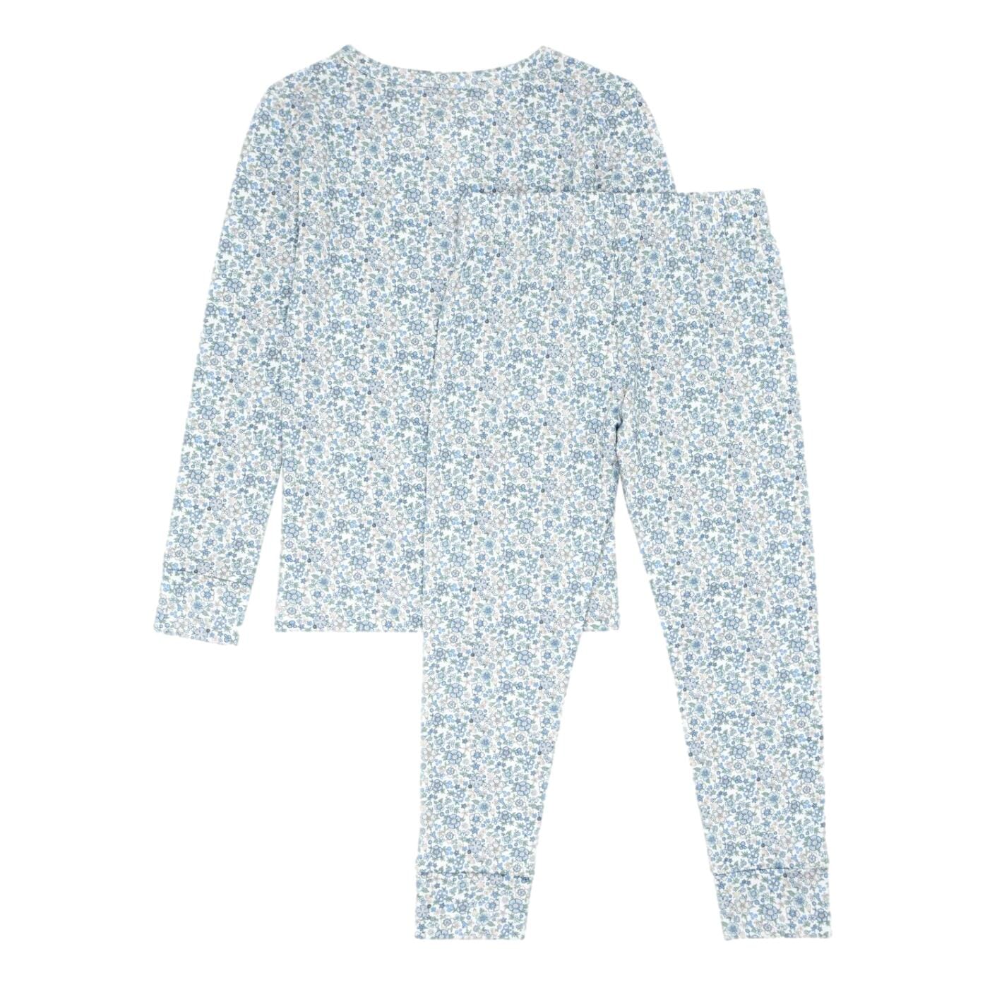 Slate Floral Pima Pajama Set - Girl's