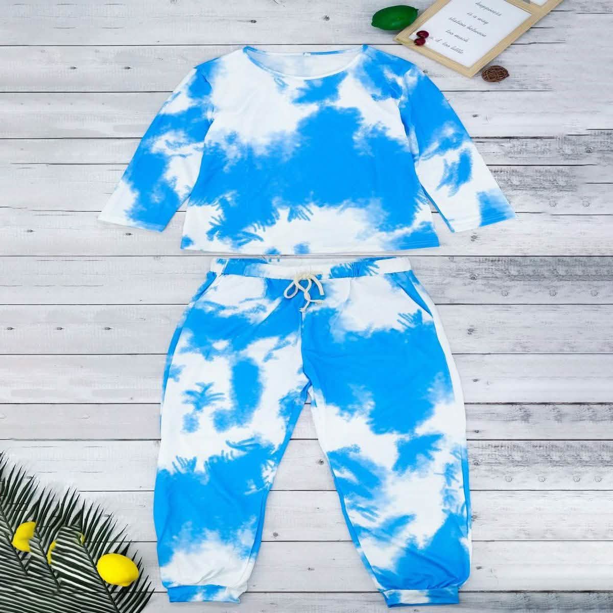 Tie Dye Sweatsuit Women's Clothing Blue S - DailySale