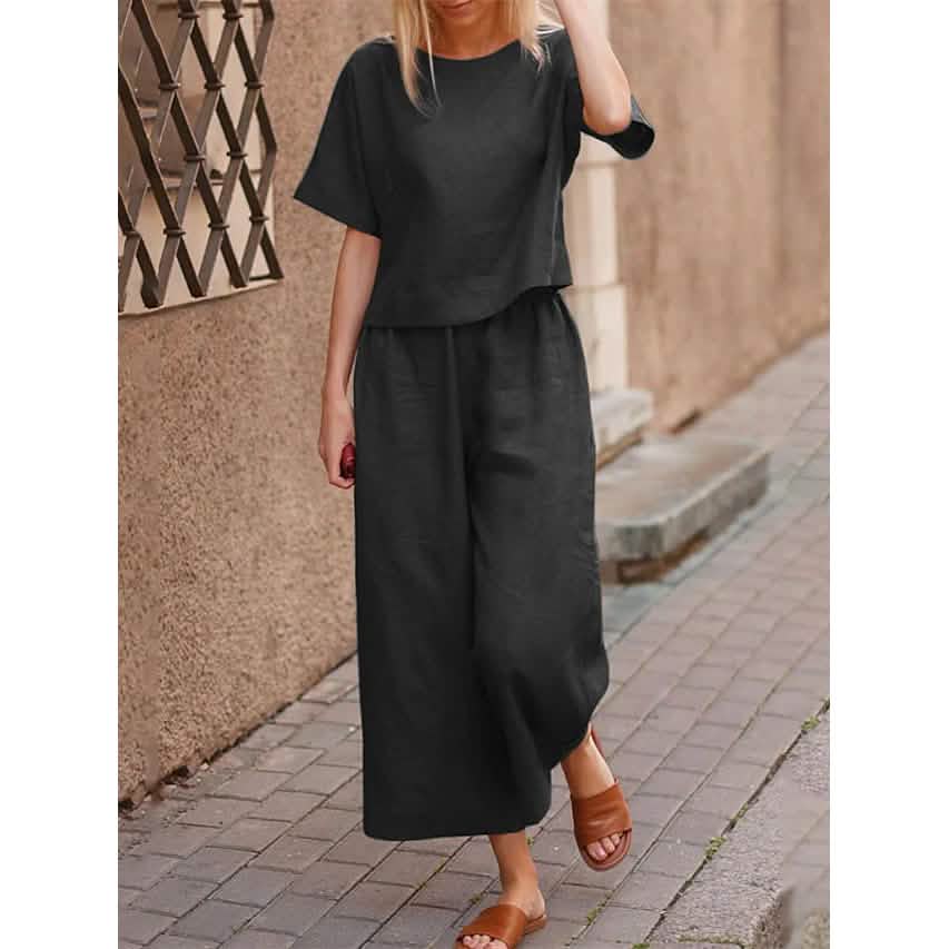 Women's Simple Fashion Comfortable Homewear Set Women's Loungewear Black S - DailySale