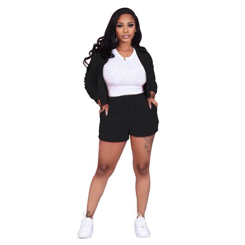 Women's Tracksuits Casual Sportswear Neon Two-Piece Short Sets Women's Clothing Black S - DailySale
