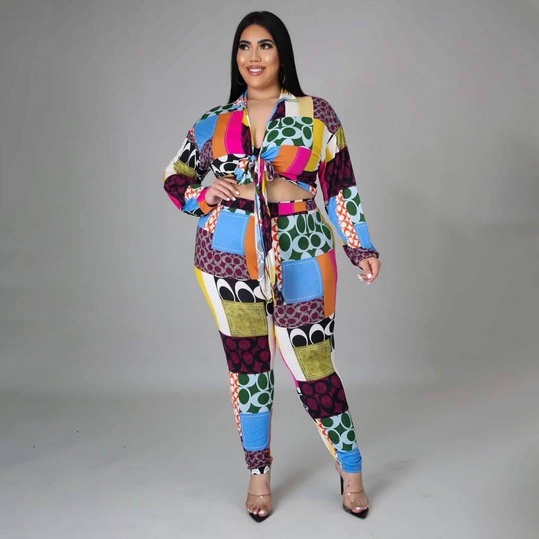 Women's Two-Piece Stretch Set Long Sleeve Crop Top Women's Clothing L - DailySale